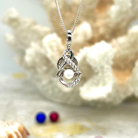 MOM, I Love You Always And Forever Mother's Day Micro Pearl Pendant -New Arrival