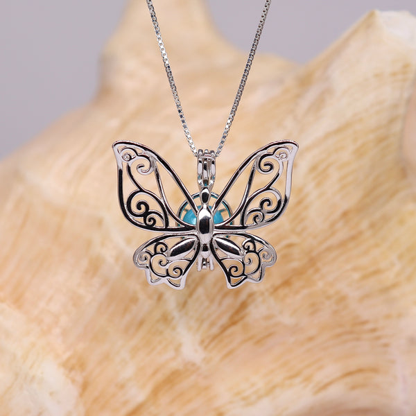 Great Wide Open Sterling Silver Butterfly Cage Pendant