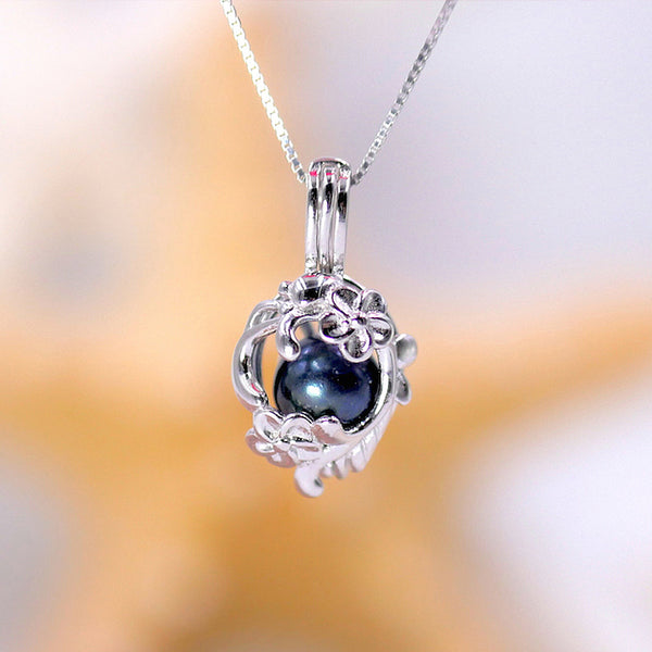 Bouquet of Flowers Sterling Silver Cage Pendant