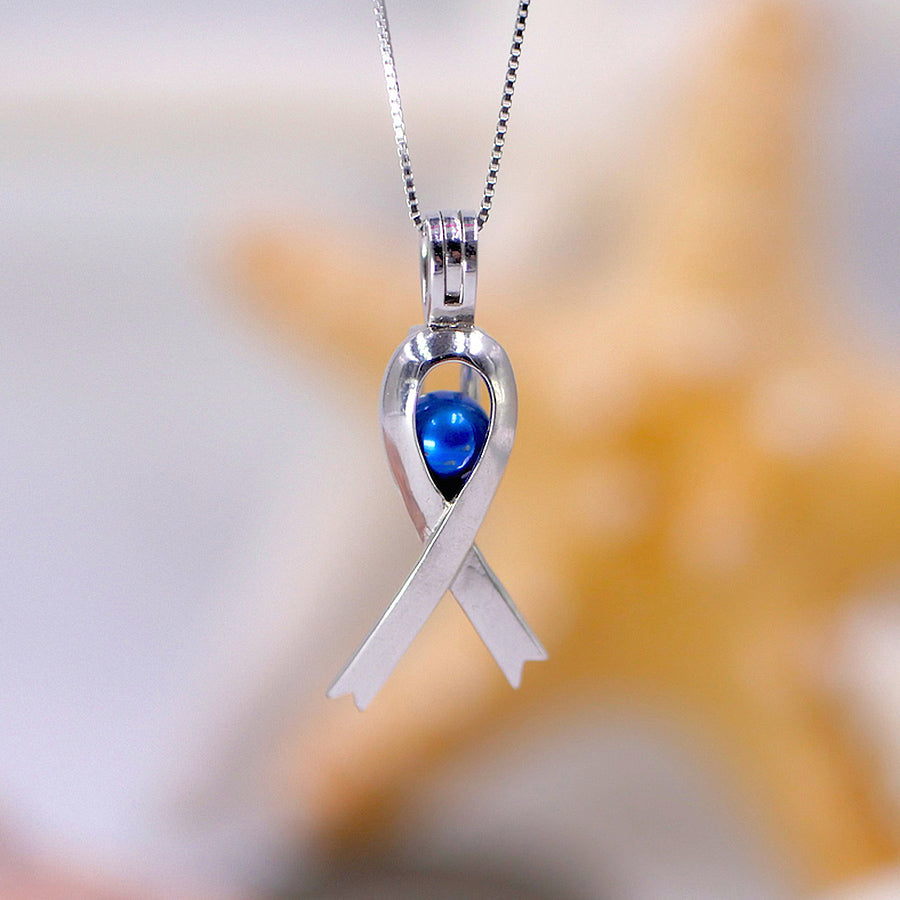 Awareness Ribbon Sterling Silver Cage Pendant