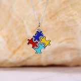 You're Unique Autism Sterling Silver Pendant With Dark Blue Pearl