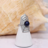 Adjustable Sterling & CZ Spider Ring (Comes w/ Choice of Pearl Color)