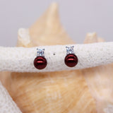 Diamonds and Pearls Sterling Silver Studs CZ Earrings